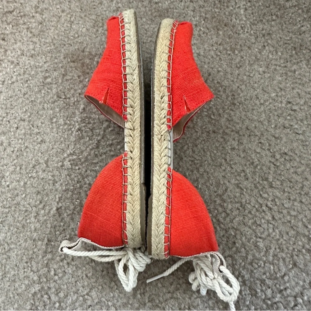 Clare V. x Toms Katalina Red Twill Espadrille 6.5 Beachy Resort Coastal Casual